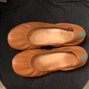 Tieks leather camel slip on